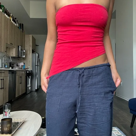 Vintage Red Strapless Tube Top - Picture 2 of 2
